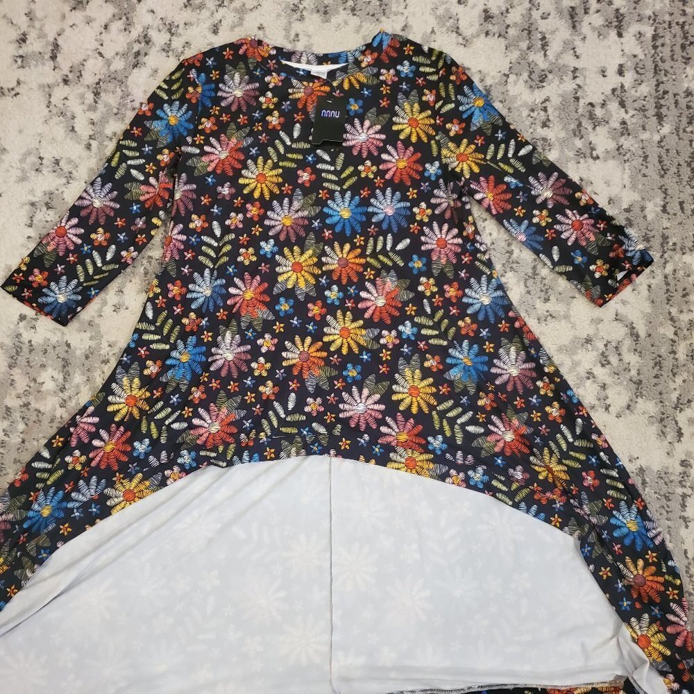 Nanu Asymmetrical Flowered Top || XL  NWT